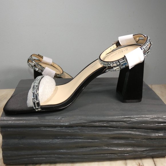 NiB SEXY SPARKLING Betsey Johnson Women's Scott Heeled Sandal Black 9 - Picture 12 of 14